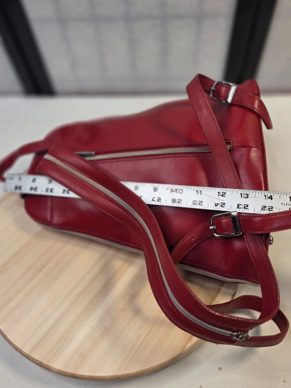 Wilson Leather Pelle Studio 90's Red Leather Sling Backpack Purse Women Medium - Picture 11 of 16